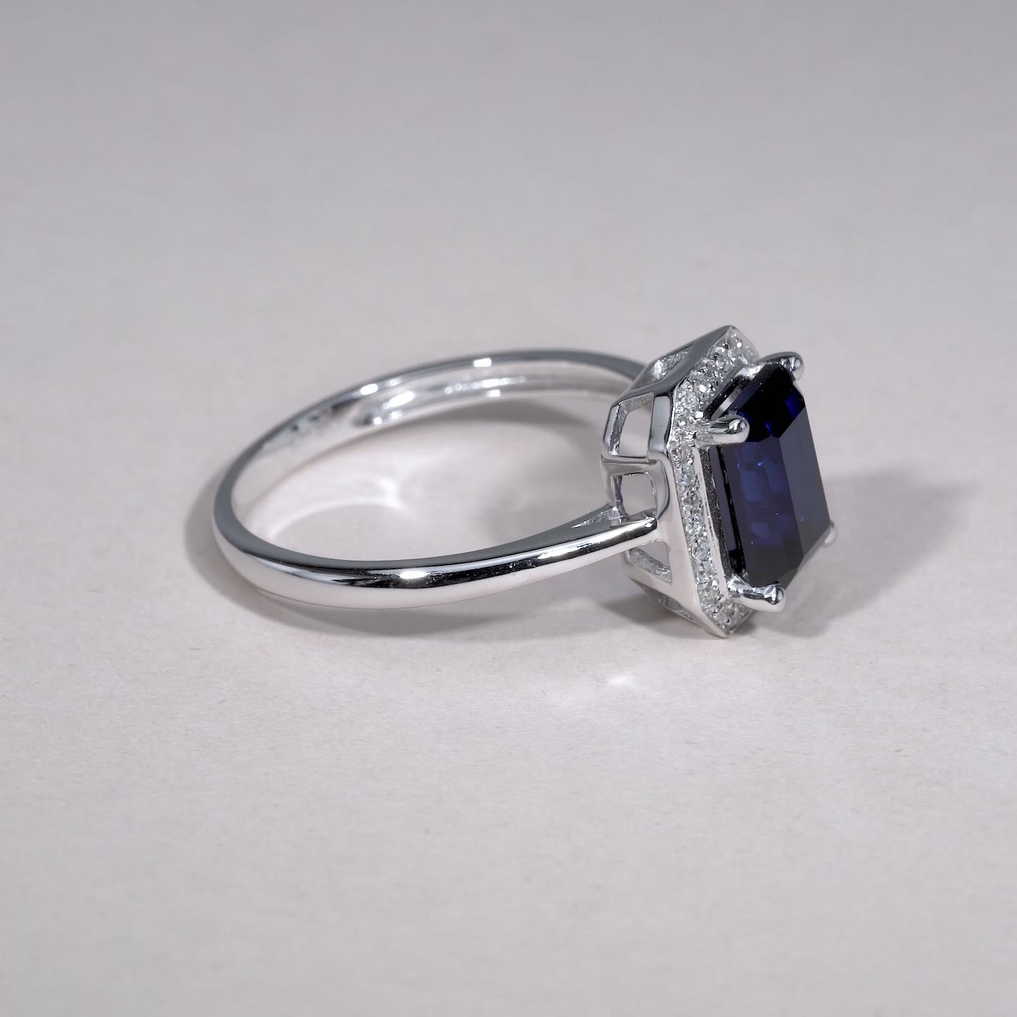 Emerald Cut Gemstone & Diamond Ring
