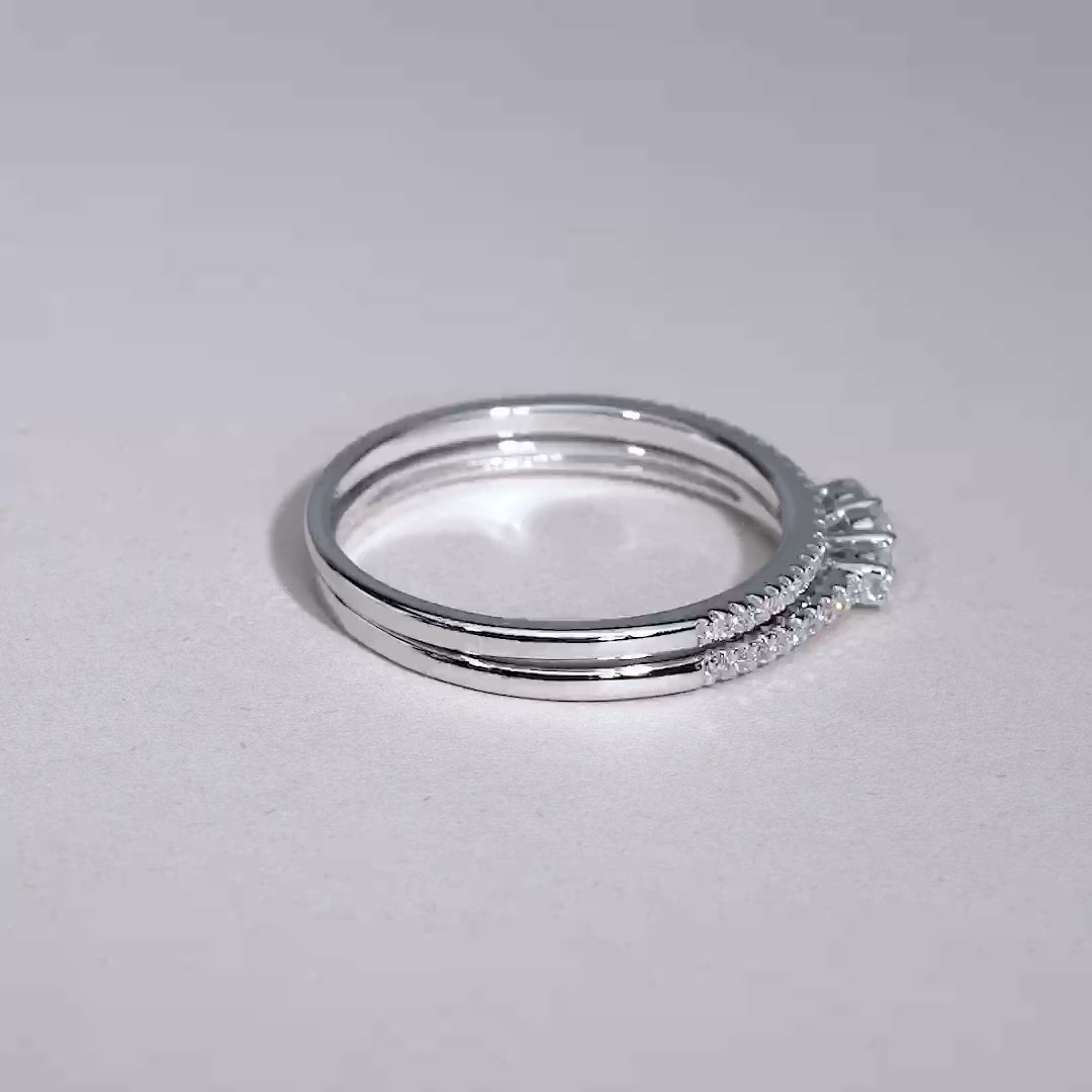 Trinity and Semi Eternity Diamond Ring Set