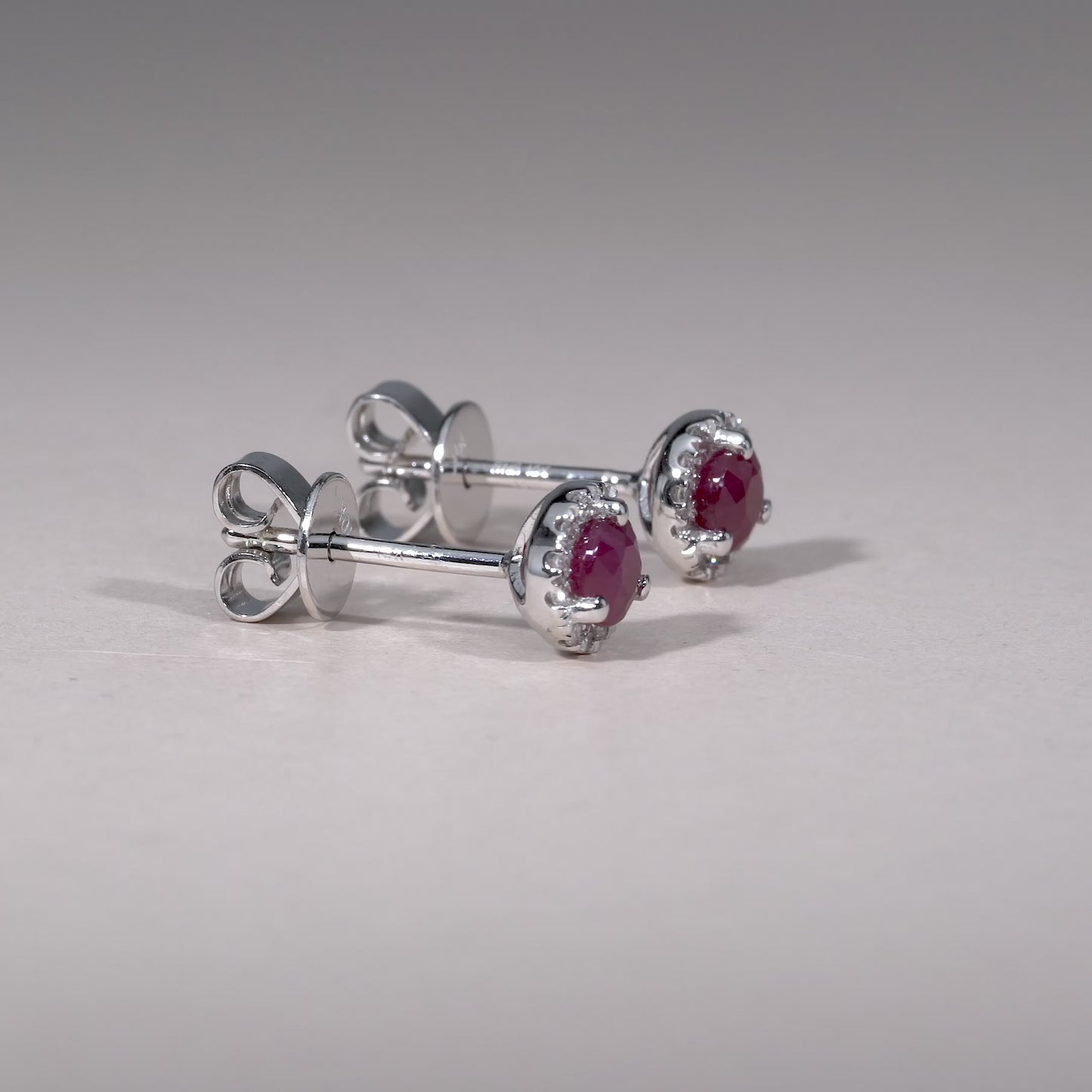 Precious Stone & Diamond Halo Stud Earrings