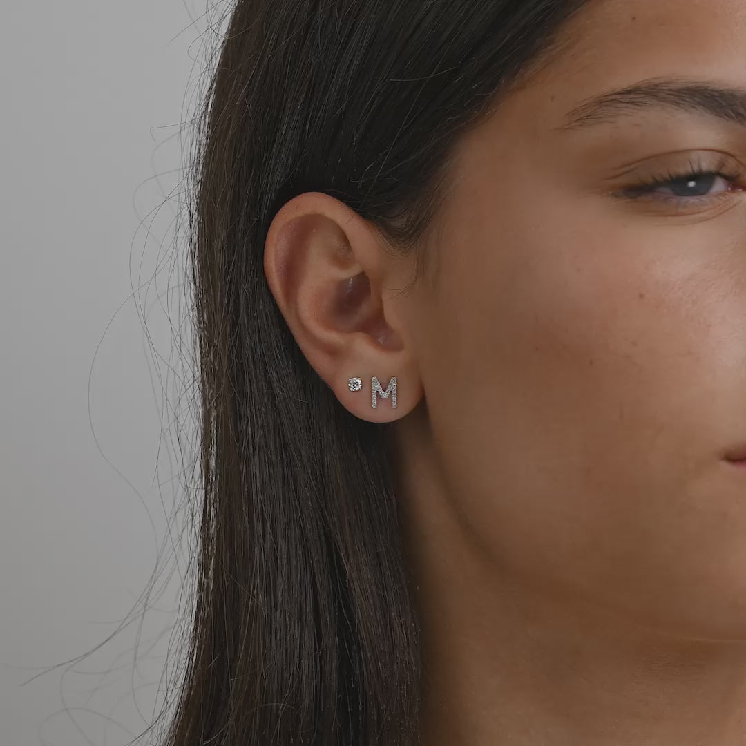 Diamond Initial Stud Earrings (Single)
