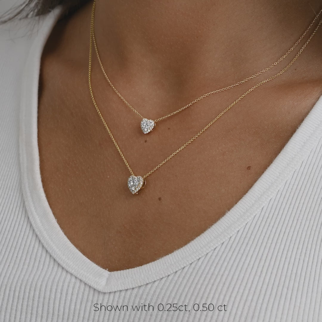 Halo Heart Illusion Diamond Pendant