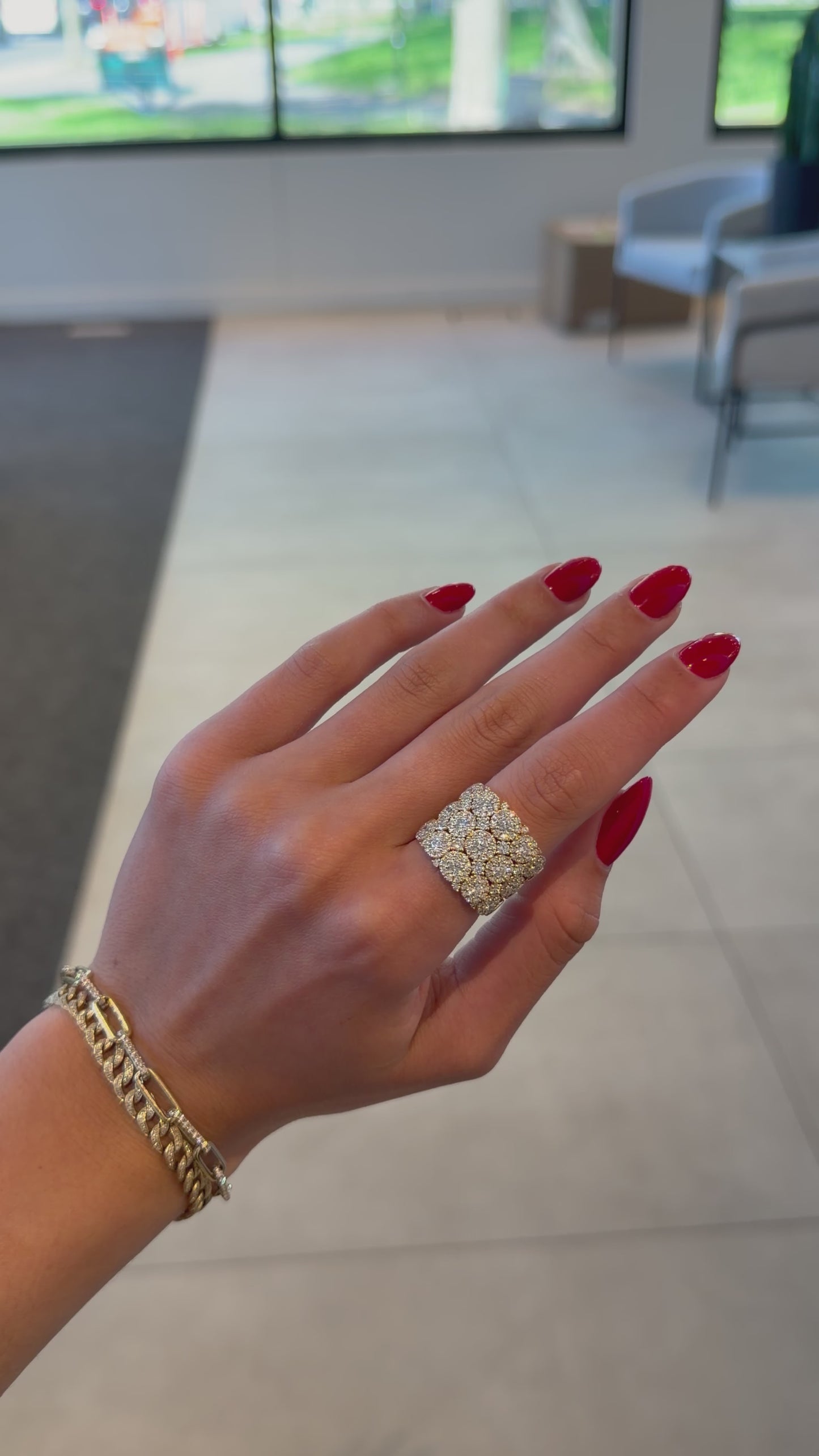 Fancy Wide Cluster Lab Grown Diamond Ring