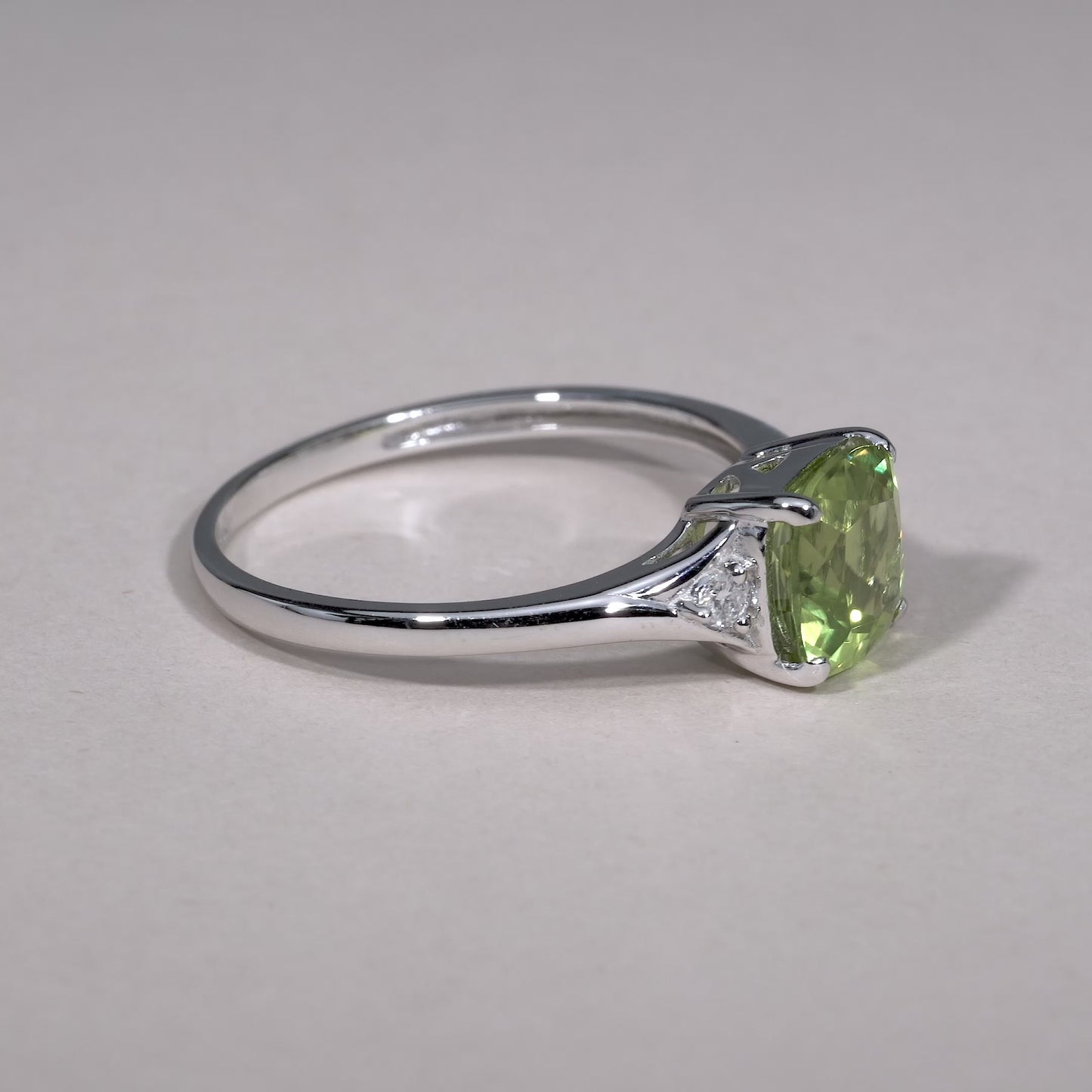 Solitaire Cushion Cut Gemstone & Diamond Ring