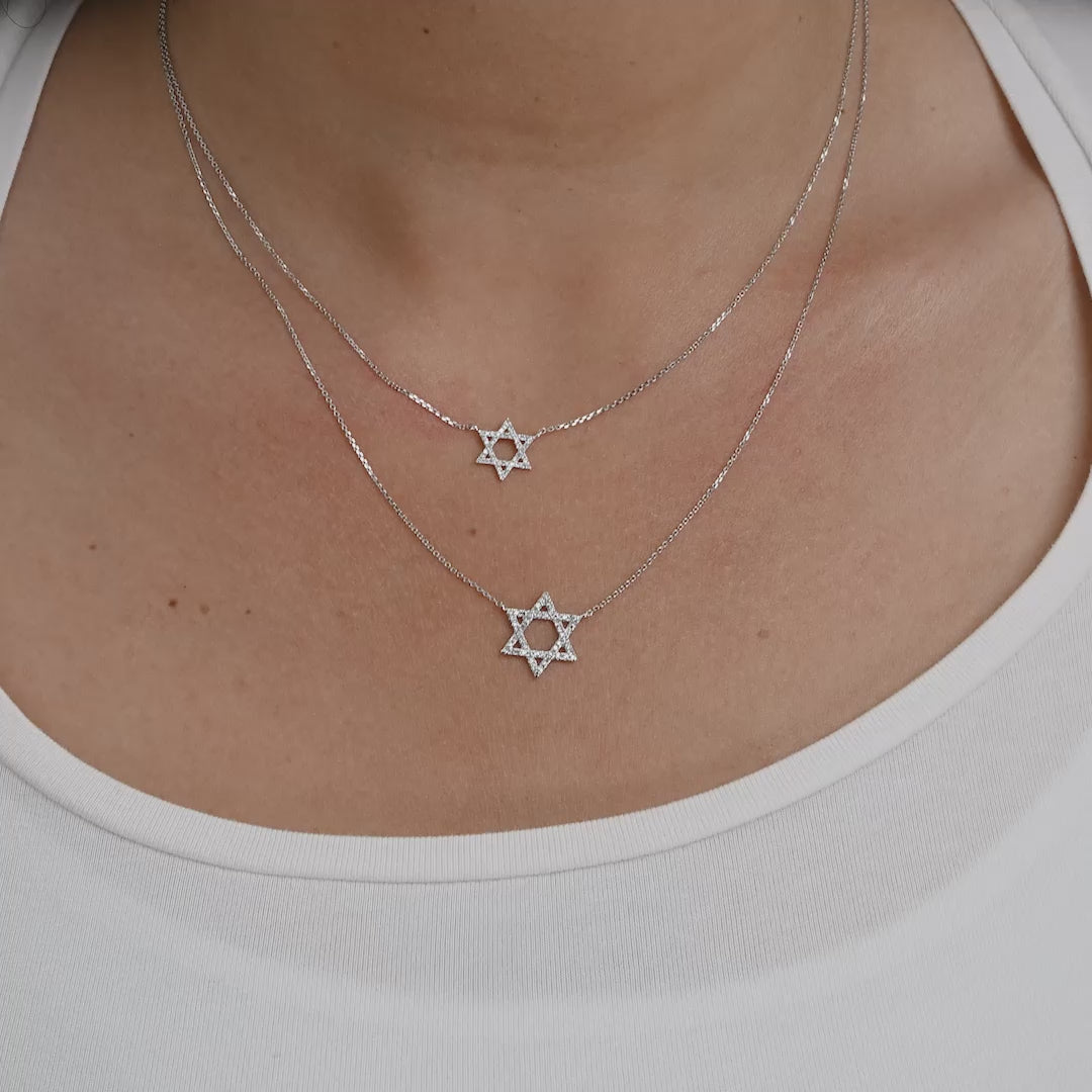 Medium Star Of David Diamond Necklace