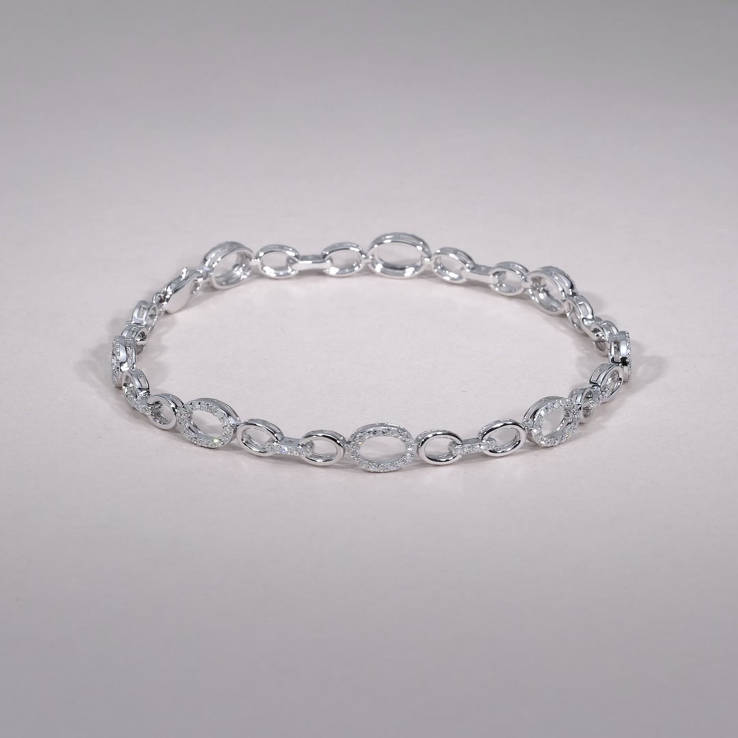 Oval Shape Diamond Halo Bracelet