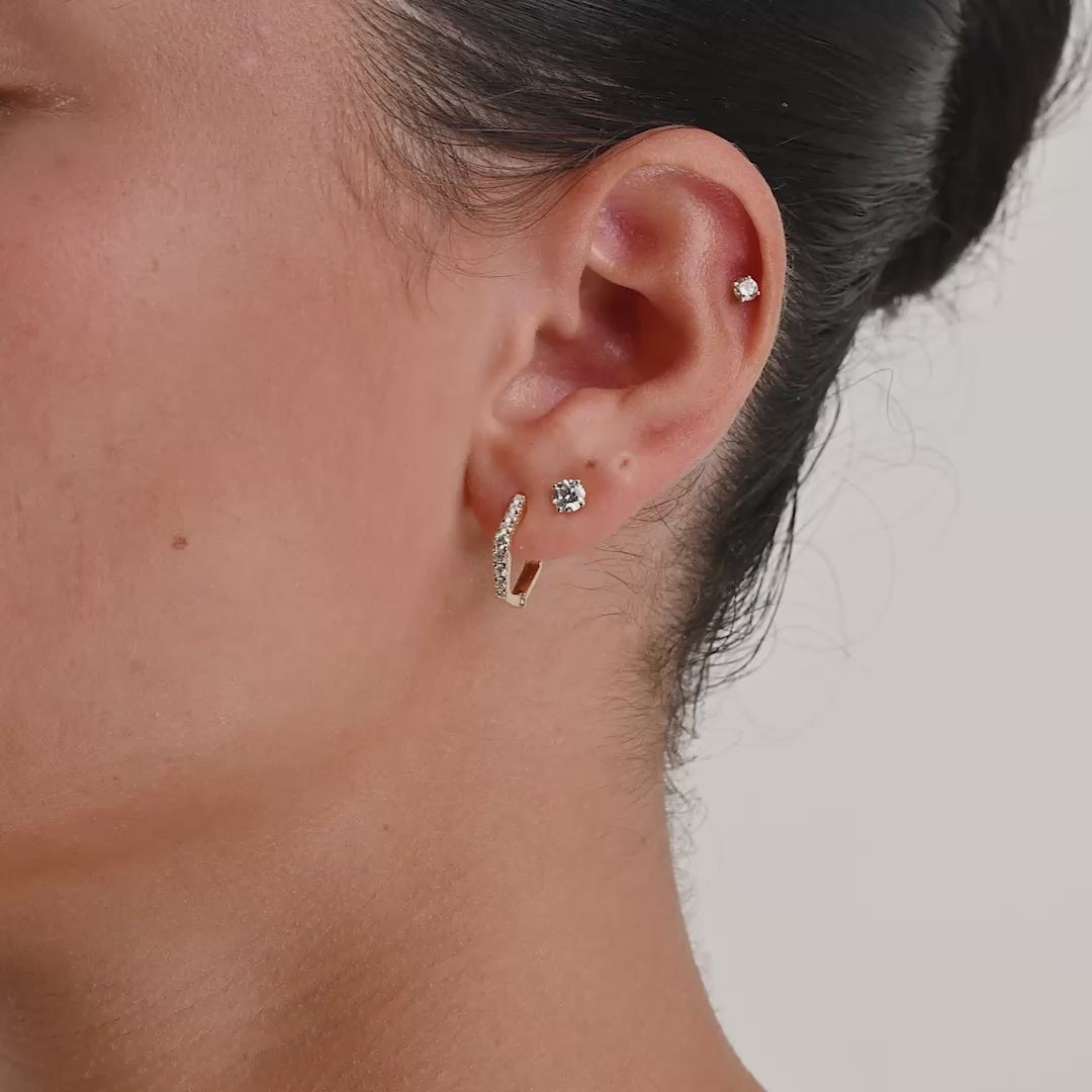 Hexi Diamond Huggie Earrings