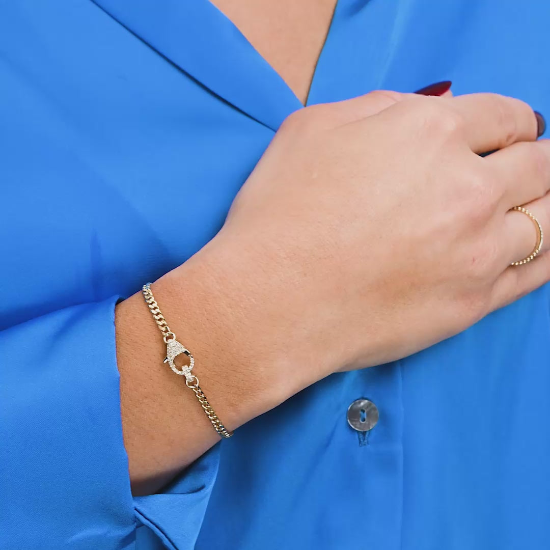 Cuban Link with Diamond Clasp Bracelet