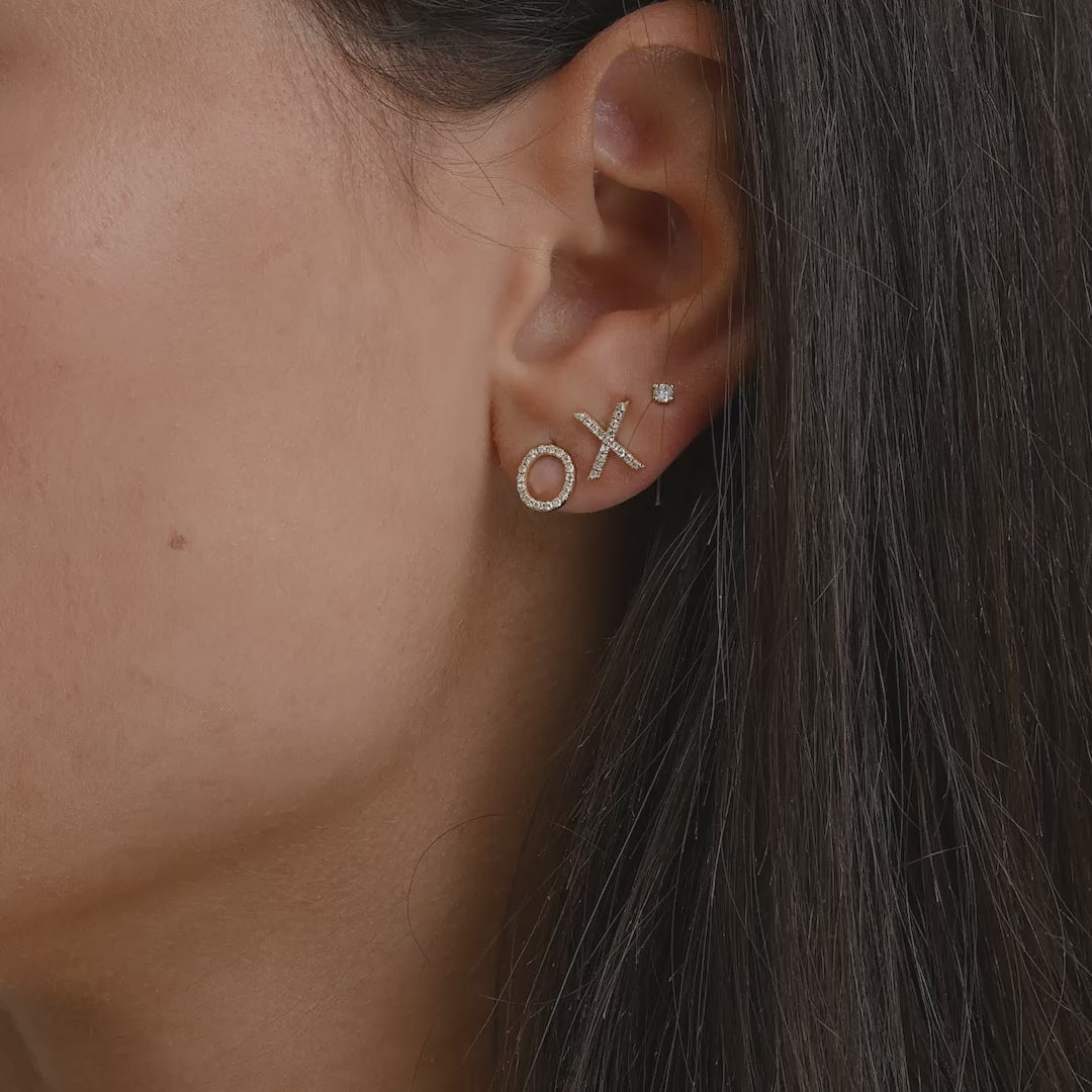 Diamond Initial Stud Earrings (Single)