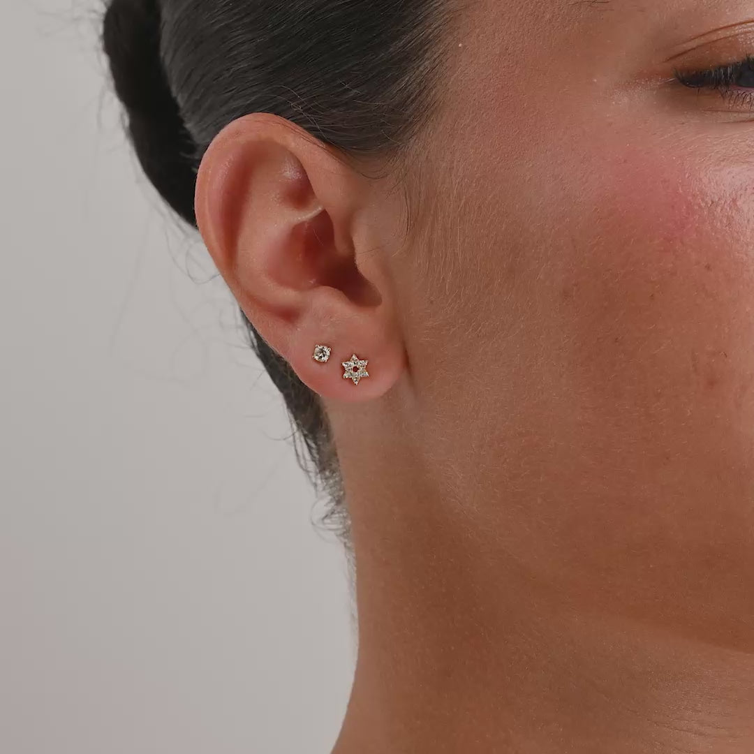 Diamond Star Of David Stud Earrings