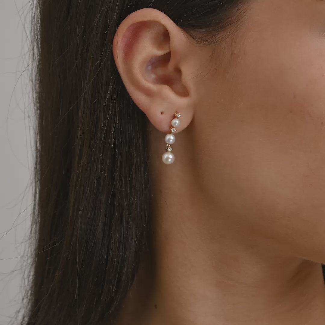 Cultured Pearl & Diamonds Stud Earrings