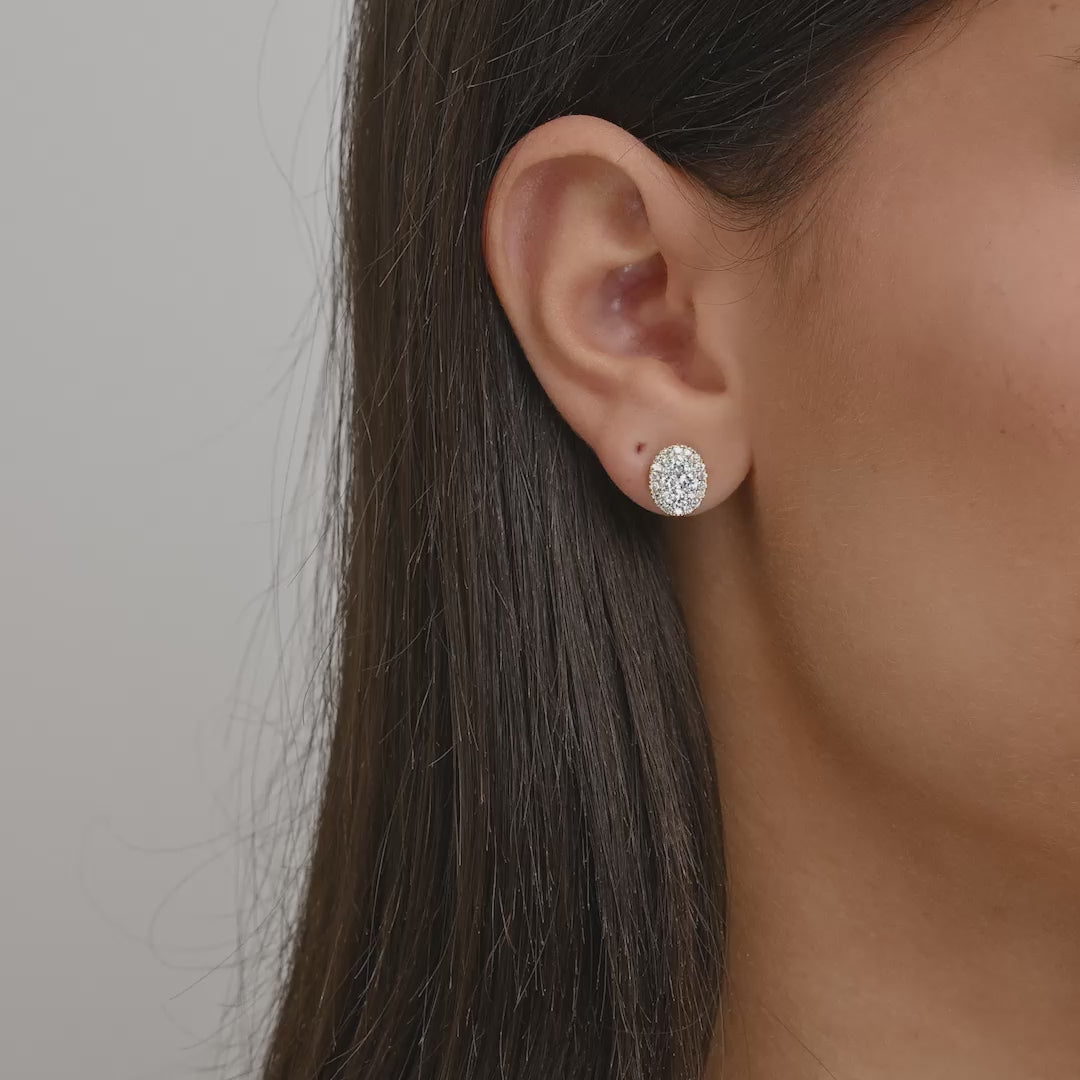 Pave Oval Diamond Stud Earrings