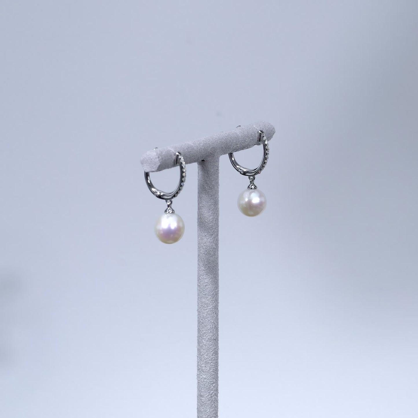 Cultured Pearl & Diamond Dangle Earrings